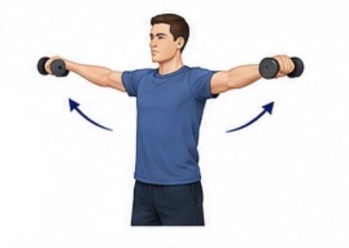 2. Elevação lateral com halteres