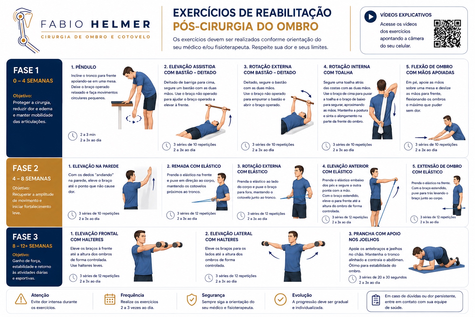 Folder de exercícios de reabilitação pós-cirurgia do ombro